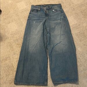 Wide-Leg Blue Jeans